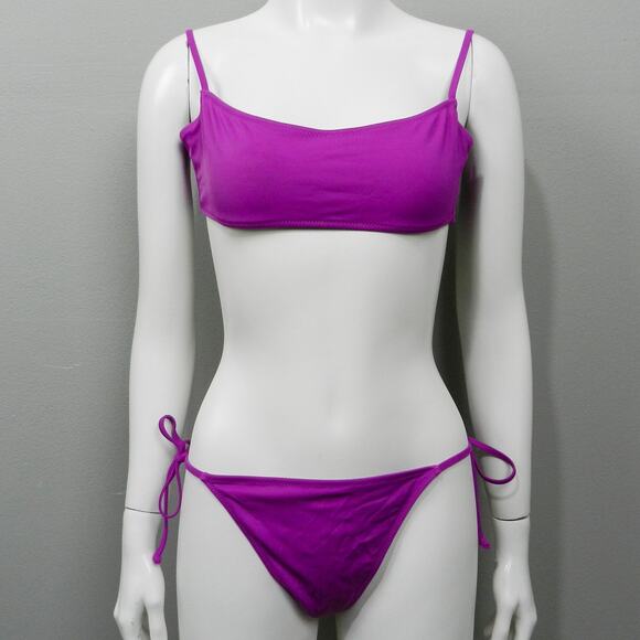 PacSun LA Hearts Bikini Swimsuit Size M Magenta Purple String Beach Vacation - Picture 2 of 11